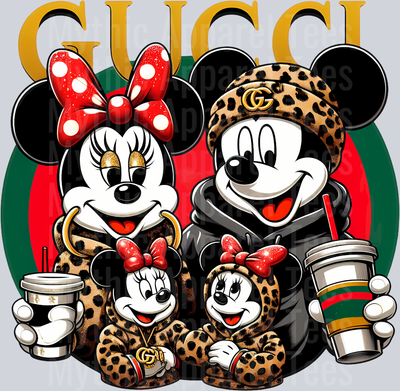 Classic Mickey Minnie Family Leopard print jacket Disney DTF Gucci Disney Transfers