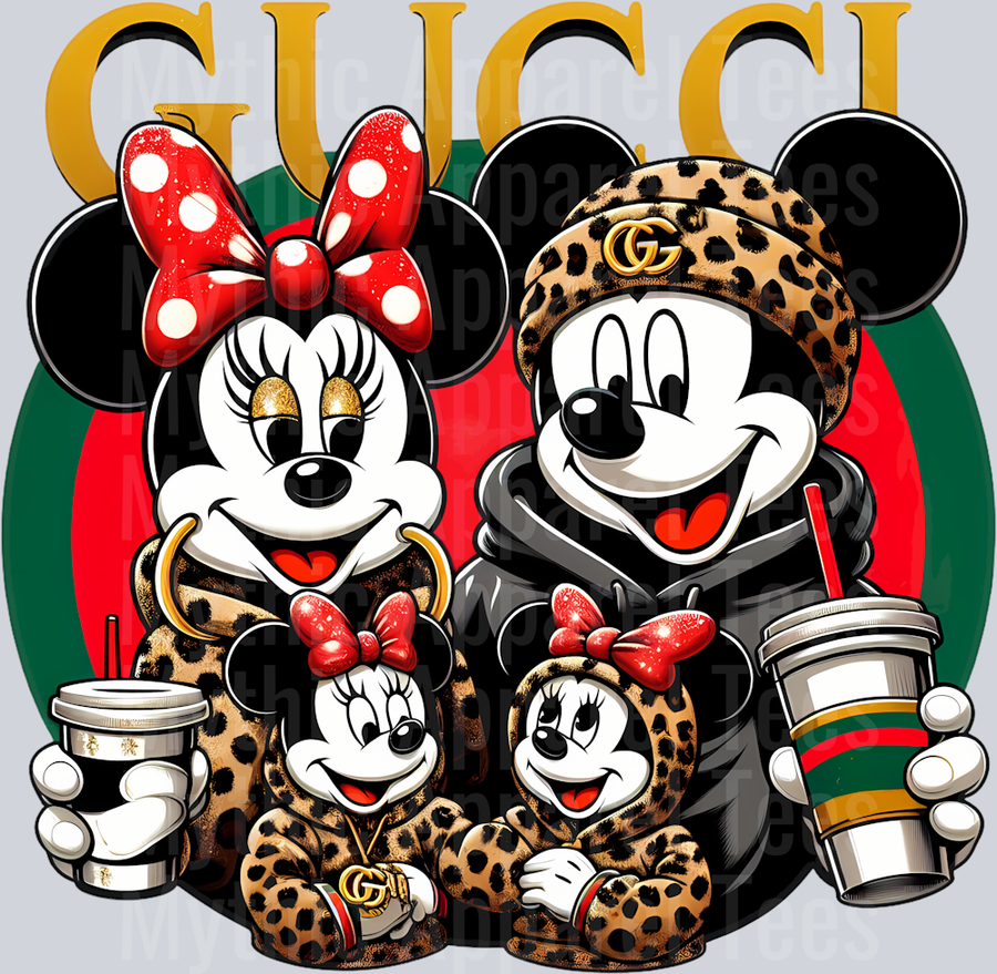 Classic Mickey Minnie Family Leopard print jacket Disney DTF Gucci Disney Transfers