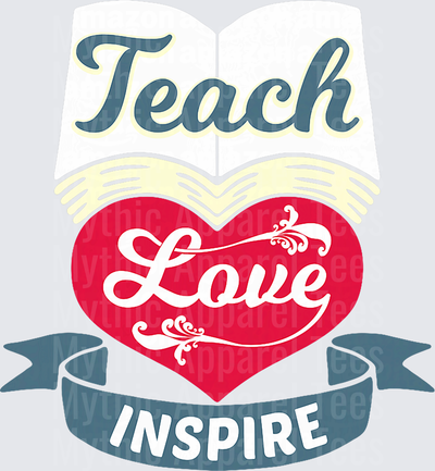 Teach Love Inspire Open Book Heart Banner Teacher Appreciation Design