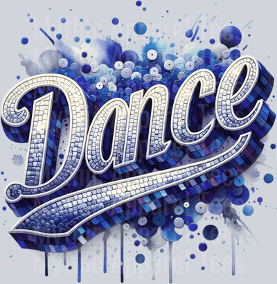 0020 Dance Sequin Navy Blue DTF Dance Swoosh Transfers