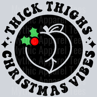 Thick Thighs Christmas Vibes Pocket Design Wavey Retro Style Funny Shirt Design