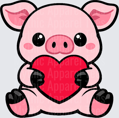 Peppa Pig Cute Baby Pig Holding Red Heart Kawaii Style