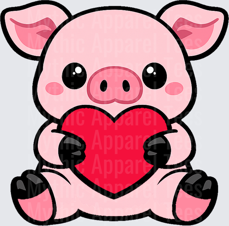 Peppa Pig Cute Baby Pig Holding Red Heart Kawaii Style