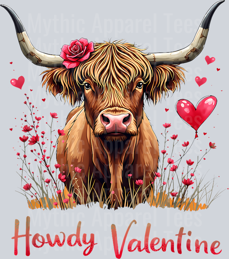 185 Cute Howdy Valentine Highland Cow Valentines Day Cow Lover T-Shirt