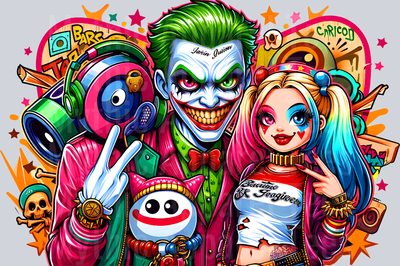 Harley Quinn Joker 2 Graffiti DTF Pop Culture Transfers