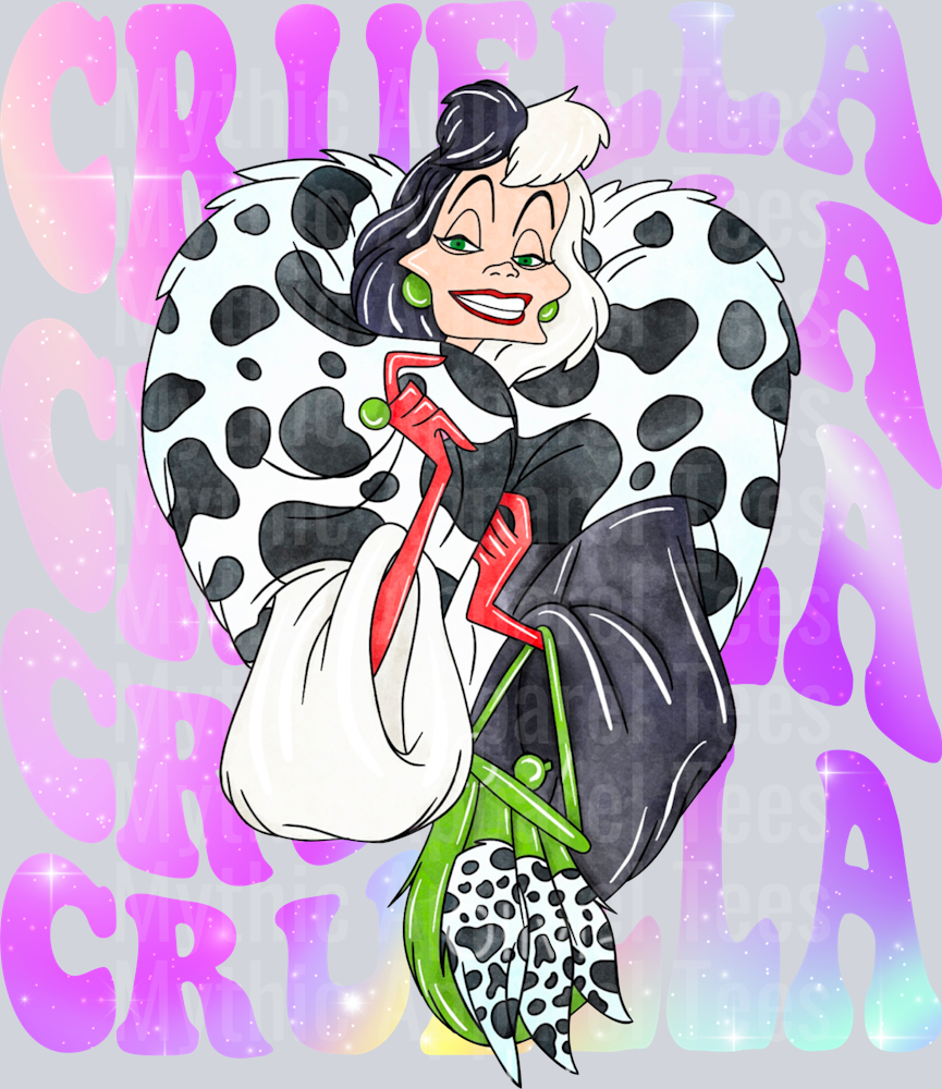 Cruella De Vil Disney Villain Stacked Name Disney