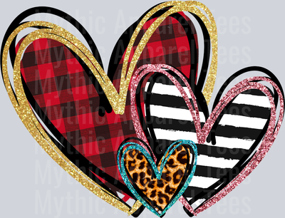 Hearts Valentines Day DTF Valentines Day Transfers