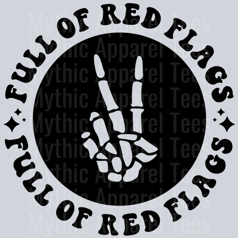 Full Of Red Flags Pocket Design Wavey Retro Style Funny Shirt Design