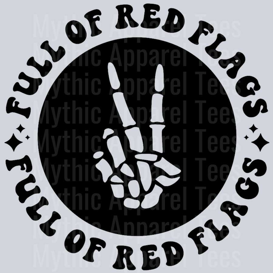 Full Of Red Flags Pocket Design Wavey Retro Style Funny Shirt Design