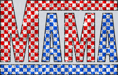 Sequin Red White And Blue Checkered Mama