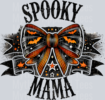 spooky mama laughing pumpkin faces and bats glossy black DTF Halloween Transfers