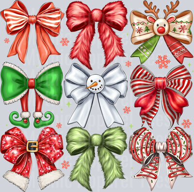 Christmas Coquette Green Red White Christmas Bows