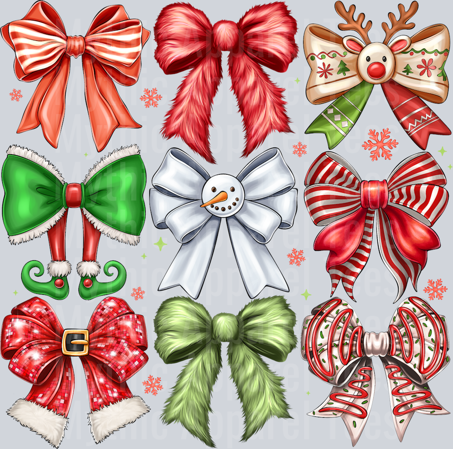 Christmas Coquette Green Red White Christmas Bows