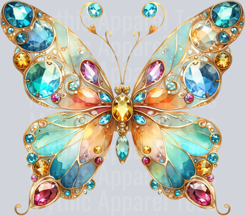 Gold Topaz Green Watercolor butterfly DTF Butterfly Transfers