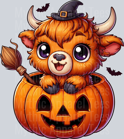Cute cartoon halloween highland cow 23