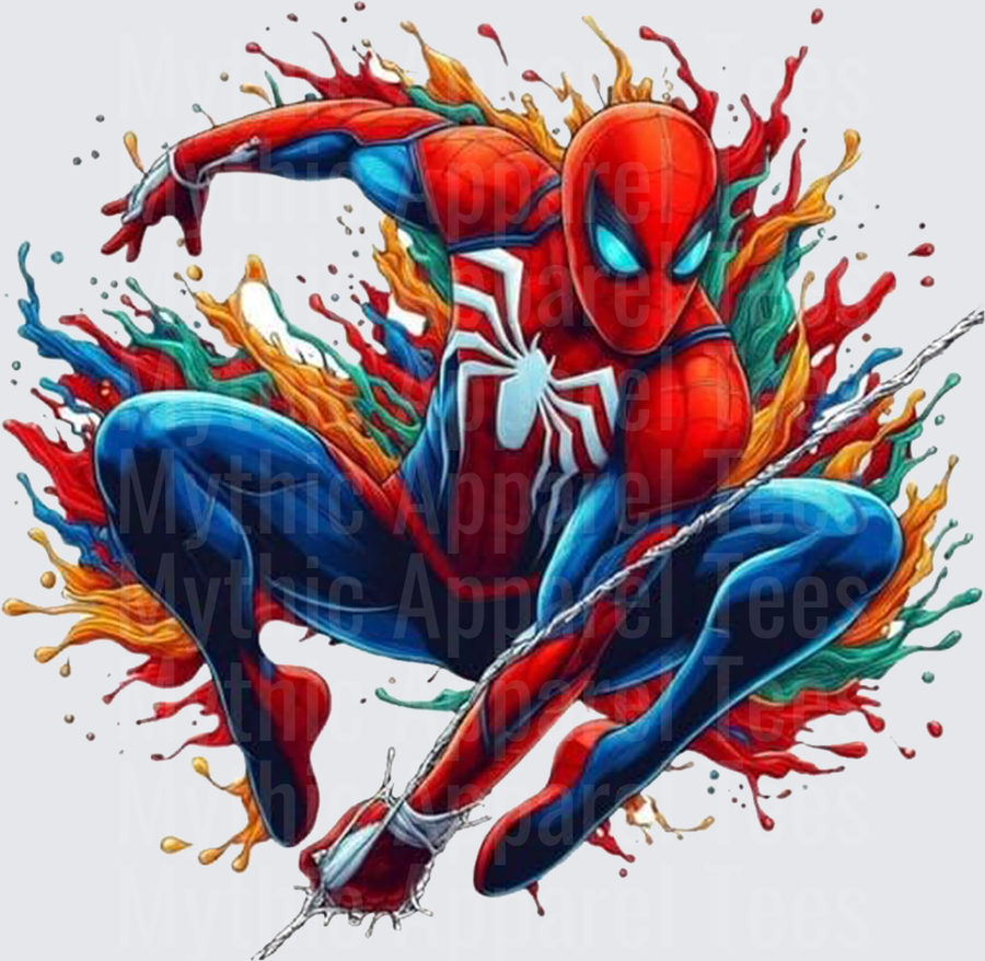 Marvel Super Heroes Spider-Man Swinging Colorful Paint Splash