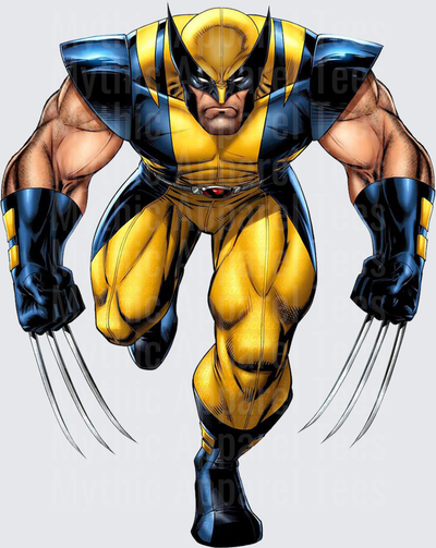Marvel Super Heroes Wolverine Classic Yellow Blue Suit Charging With Adamantium Claws