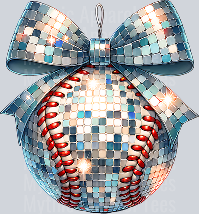 Baseball Disco Ball Coquette cute with shimmers DTF Baseball Transfers