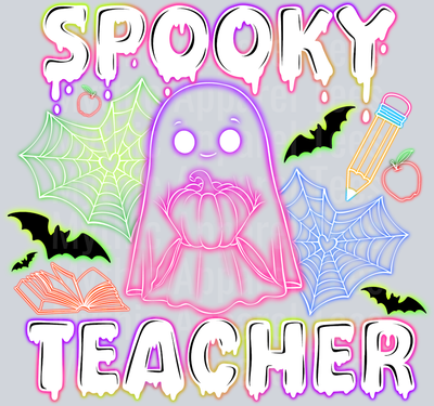 Spooky Teacher Neon Halloween