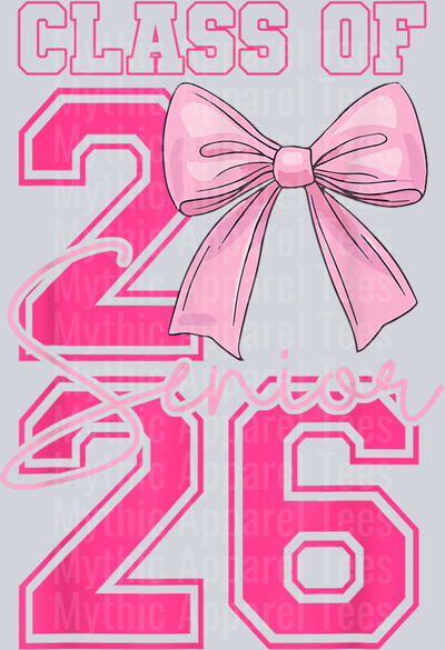 Senior 2026 Class of 2026 Coquette Pink Bow Graduation 2026 T-Shirt (4)