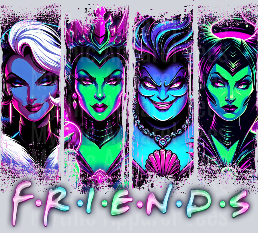 F.r.i.e.n.d.s. Pink and Purple colors DTF Disney Villains Transfers