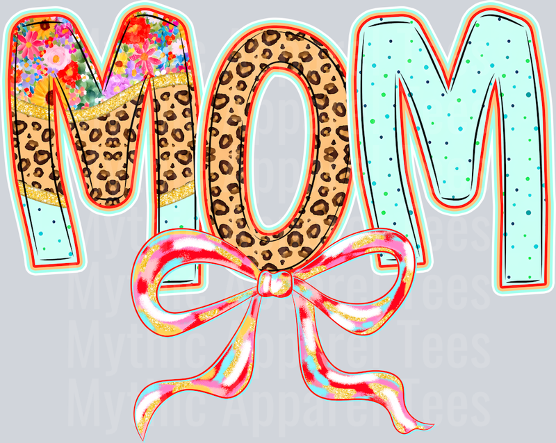 Mom Cheetah and Aqua DTF Mom Transfers