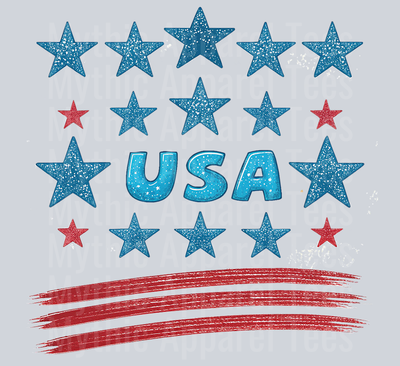 Retro America Coquette red stripes and blue stars DTF Patriotic Transfers