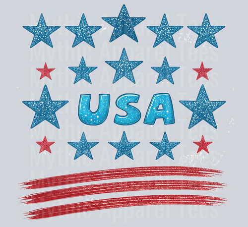 Retro America Coquette red stripes and blue stars DTF Patriotic Transfers