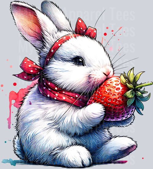 BUNNY WITH STRAWBERRY CLIPART PNG