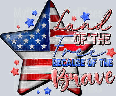 Land Of The Free Because Of The Brave 4th of July DTF Patriotic Transfers