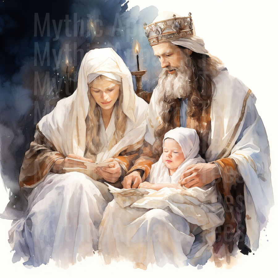 Nativity Holy Family Watercolor King Wise Man Baby Jesus