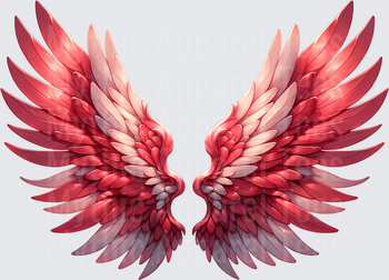 Angel Wings Red Crimson Ombre Feathered Spread Pair