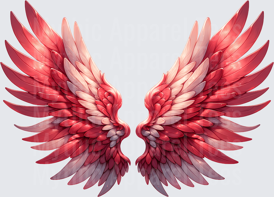 Angel Wings Red Crimson Ombre Feathered Spread Pair