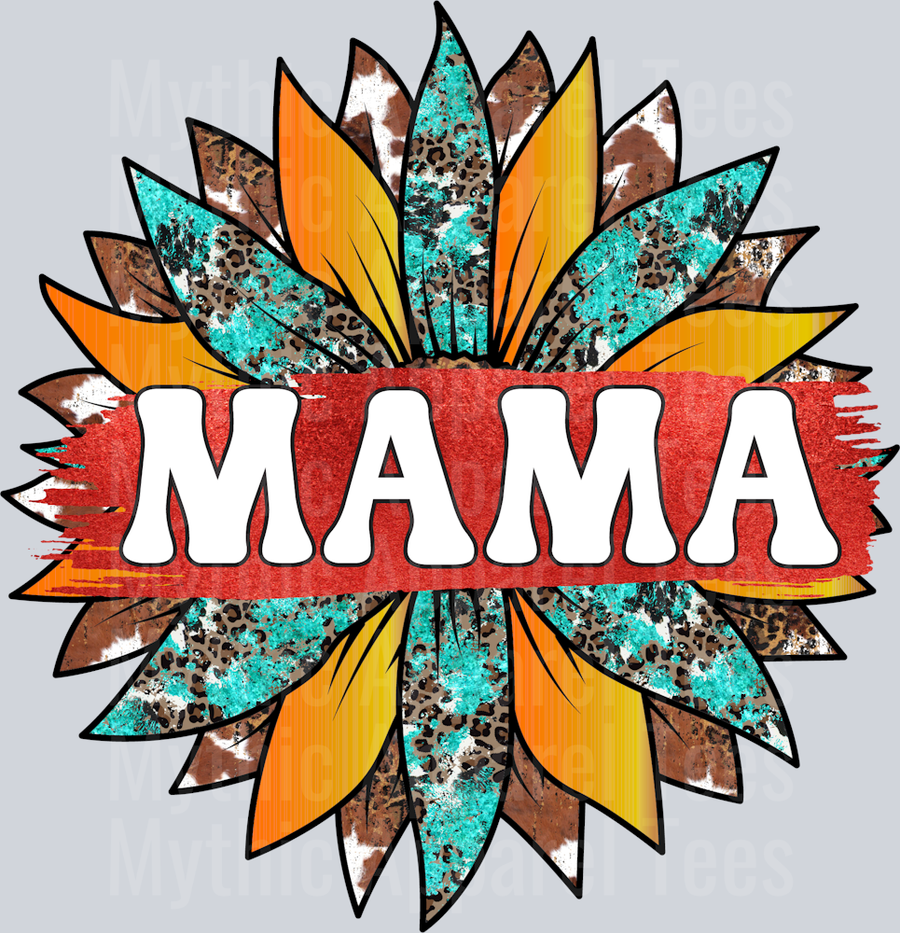 Yellow and blue mama flower DTF MOM Transfers