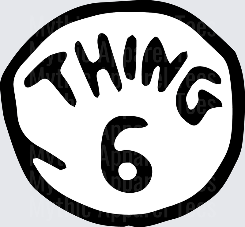 DR Seuss Thing 6 Black and White Circle Badge Logo