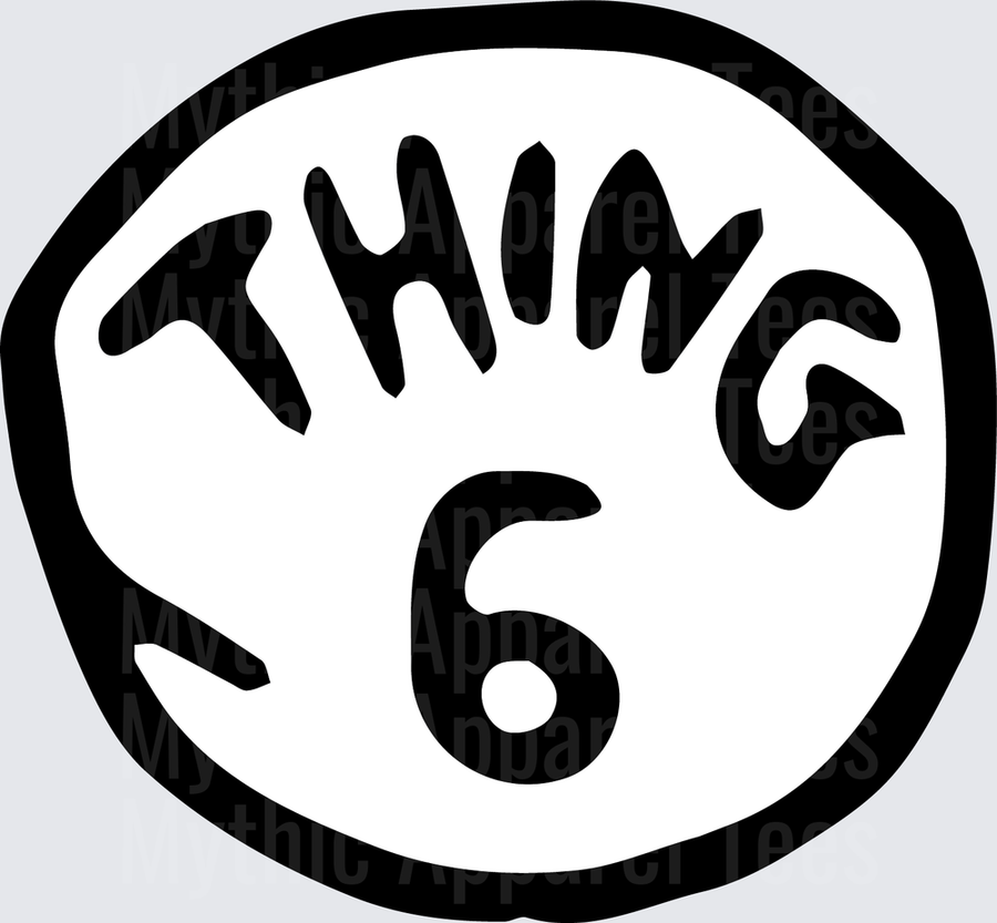 DR Seuss Thing 6 Black and White Circle Badge Logo