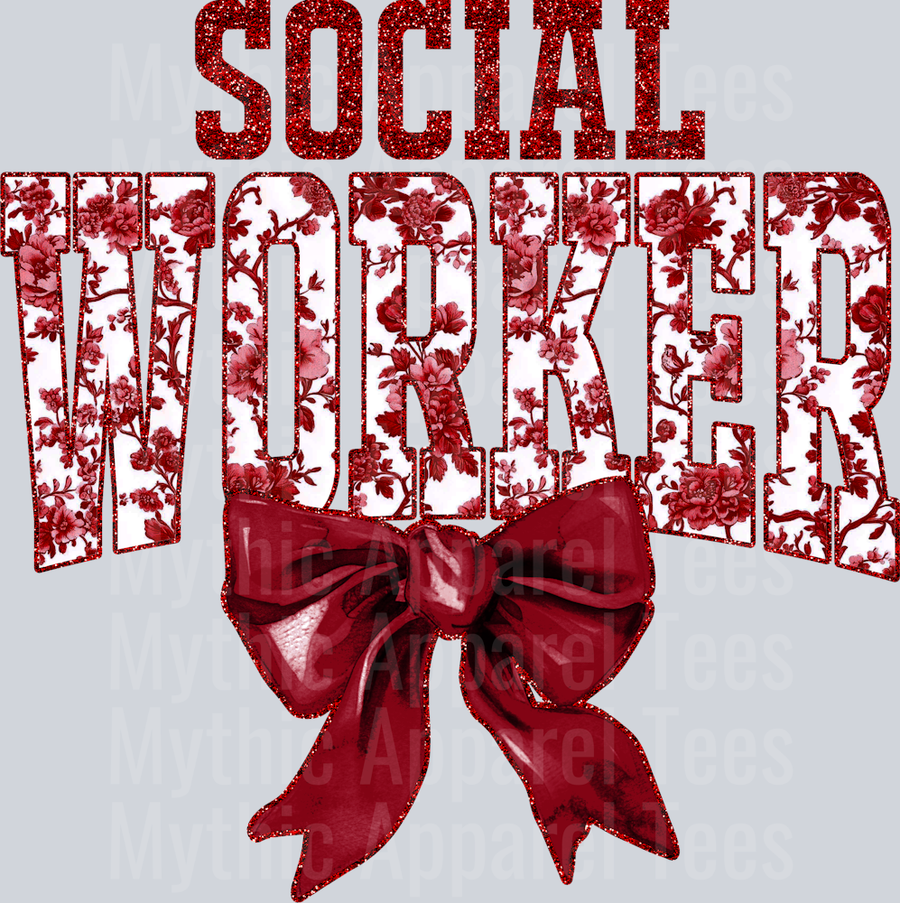 Maroon Toile Social Worker