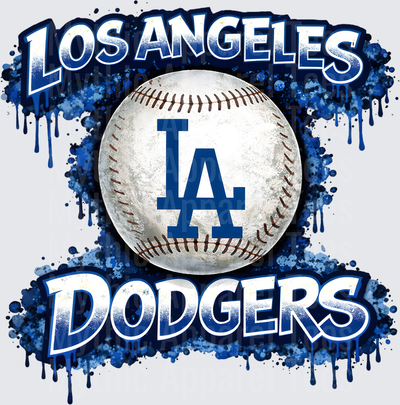 MLB Transfers Los Angeles Dodgers Baseball with Blue Paint Splatter Design