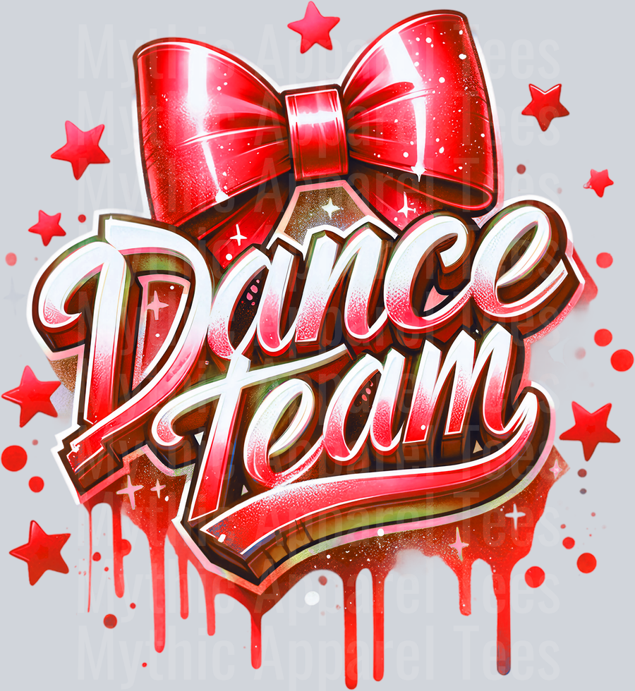 Dance Team Airbrushed Red DTF Dance Team Transfers
