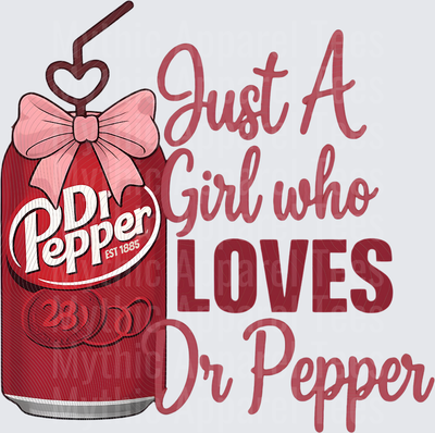 Dr Pepper Can Pink Bow Heart Straw Just A Girl Who Loves