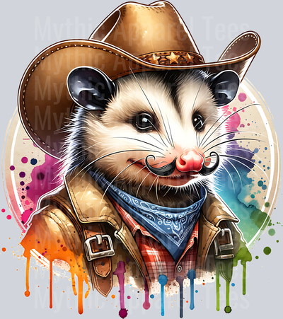 OPOSSUM DRESSED AS A COWBOY WATERCOLOR