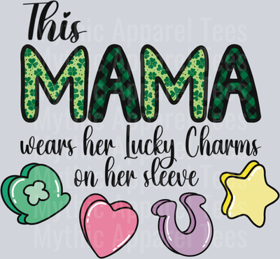 This mama loves her lucky charms in her heart St Patrick's Day DTF Mom Transfers