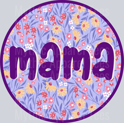 Mama Purple circle floral pattern DTF MOM Transfers