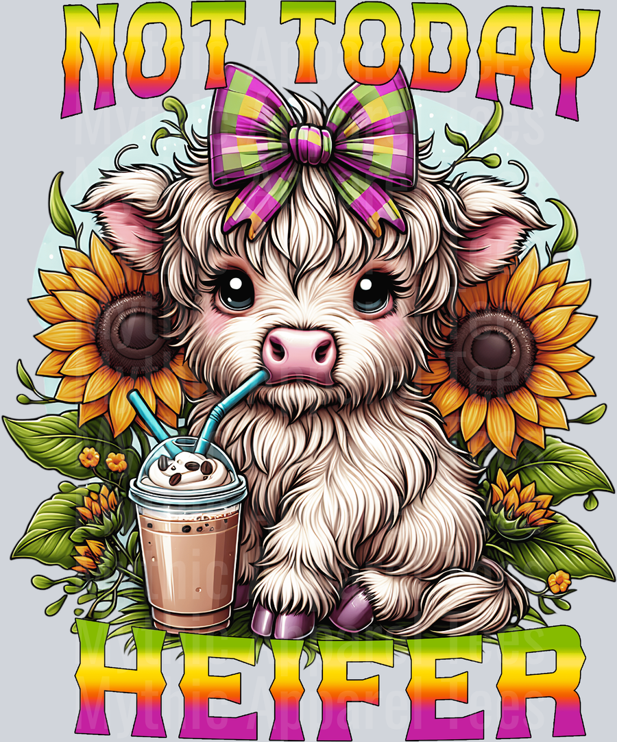 Not Today Heifer DTF Funny Highland Cow Transfers