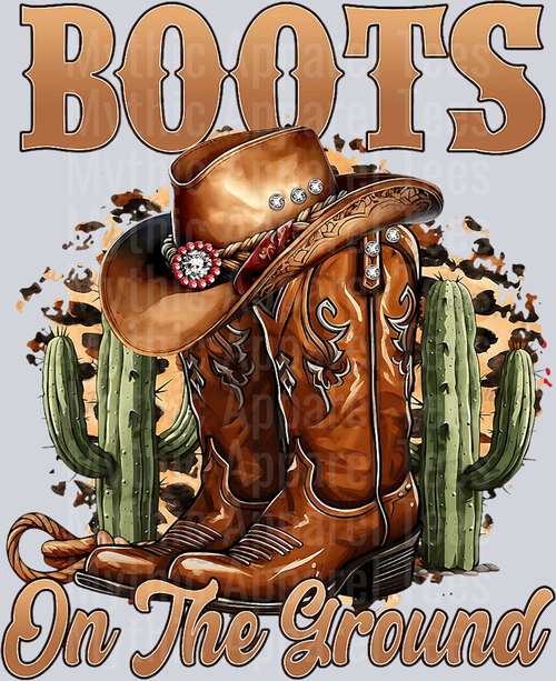 Brown and cactus Boots on the Ground DTF Western Girl Transfers