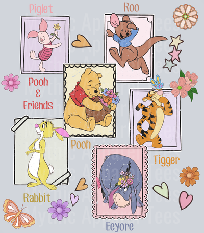 Winnie the pooh hearts and flowers frames DTF Disney Transfers
