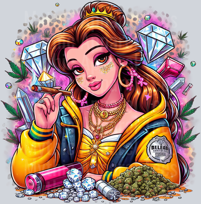 Belle Cheeta Print Jewels Smoking Weed DTF Weed Transfers