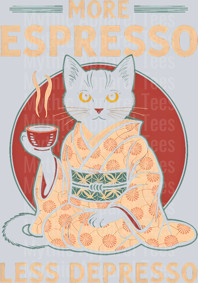 More espresso less depresso cat DTF Coffee Transfers