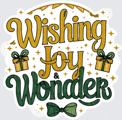Christmas Wishing Joy & Wonder Gold Green Holiday Typography