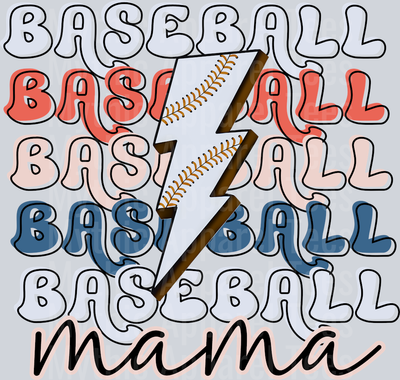 baseball lightning bolt mama DTF Baseball Transfers
